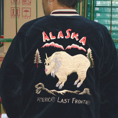 TAILOR TOYO "TT15544-128" Late 1950s Style Velveteen Souvenir Jacket “MOUNTAIN GOAT” × “ALASKAN FLAG”