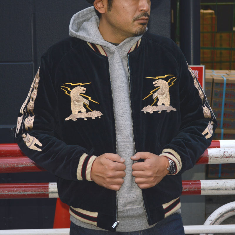 TAILOR TOYO "TT15544-128" Late 1950s Style Velveteen Souvenir Jacket “MOUNTAIN GOAT” × “ALASKAN FLAG”