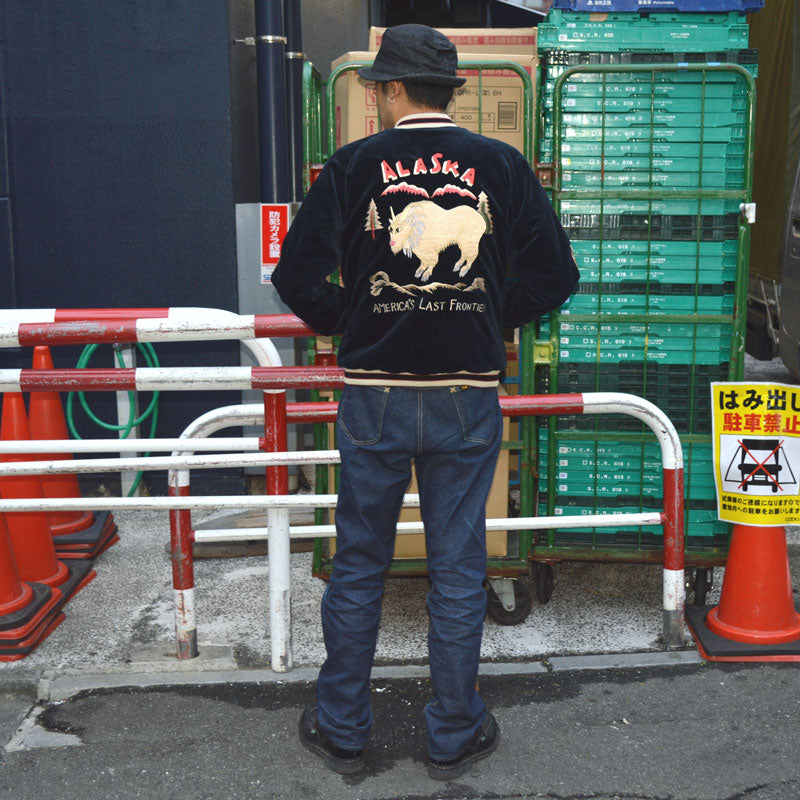 TAILOR TOYO "TT15544-128" Late 1950s Style Velveteen Souvenir Jacket “MOUNTAIN GOAT” × “ALASKAN FLAG”