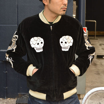 TAILOR TOYO "TT15666-119" SPIDERWEB, SNAKE & SKULL” × “DRAGON & TIGER” Mid 1950s Style Velveteen Souvenir Jacket