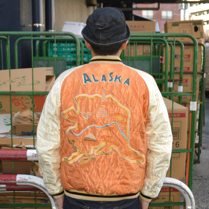 TAILOR TOYO "TT15792" Mid 1950s Style Velveteen Souvenir Jacket ”POLAR BEAR”×”ALASKA MAP”