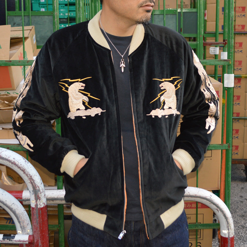 TAILOR TOYO "TT15792" Mid 1950s Style Velveteen Souvenir Jacket ”POLAR BEAR”×”ALASKA MAP”