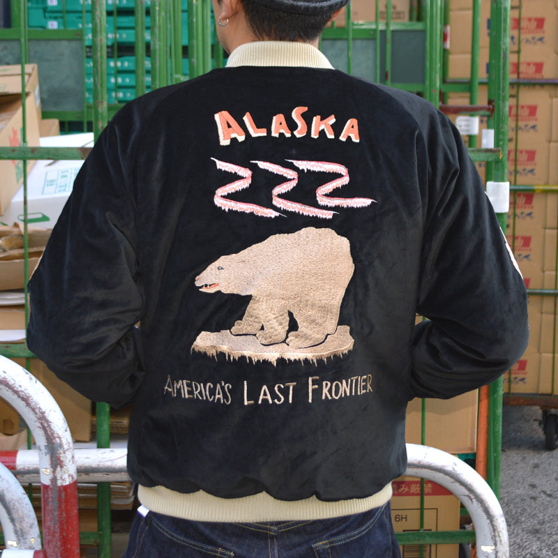 TAILOR TOYO "TT15792" Mid 1950s Style Velveteen Souvenir Jacket ”POLAR BEAR”×”ALASKA MAP”