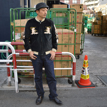 TAILOR TOYO "TT15792" Mid 1950s Style Velveteen Souvenir Jacket ”POLAR BEAR”×”ALASKA MAP”