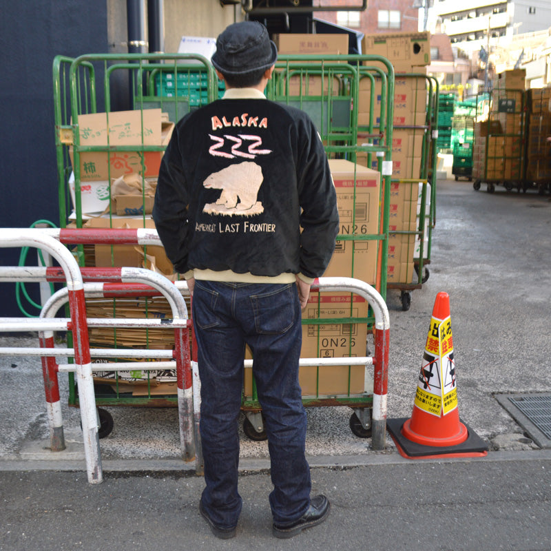 TAILOR TOYO "TT15792" Mid 1950s Style Velveteen Souvenir Jacket ”POLAR BEAR”×”ALASKA MAP”