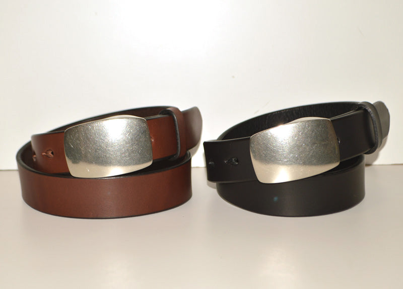 ART BROWN "ODB35035AB" 35mm Oiled Leather Belt With a Flat-Style Buckle