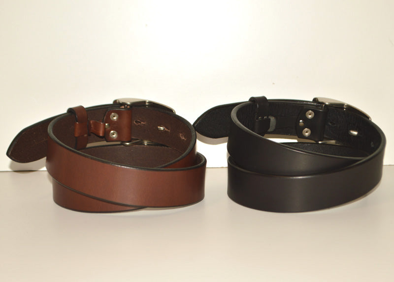 ART BROWN "ODB35035AB" 35mm Oiled Leather Belt With a Flat-Style Buckle