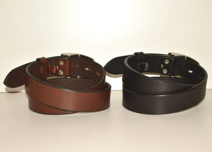 ART BROWN "ODB35035AB" 35mm Oiled Leather Belt With a Flat-Style Buckle