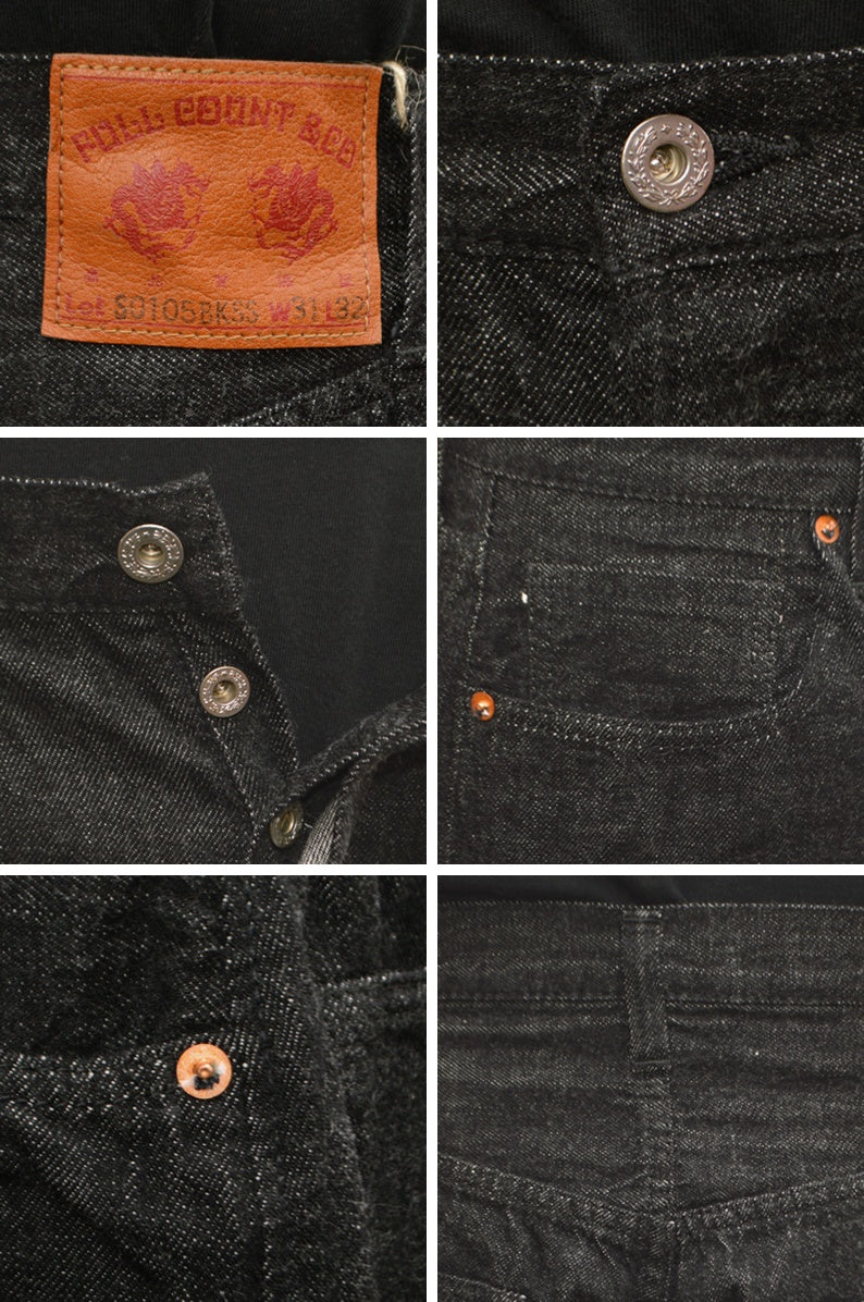 FULL COUNT "S0105BKSS" WWII Model 11.5oz Black Denim Pants