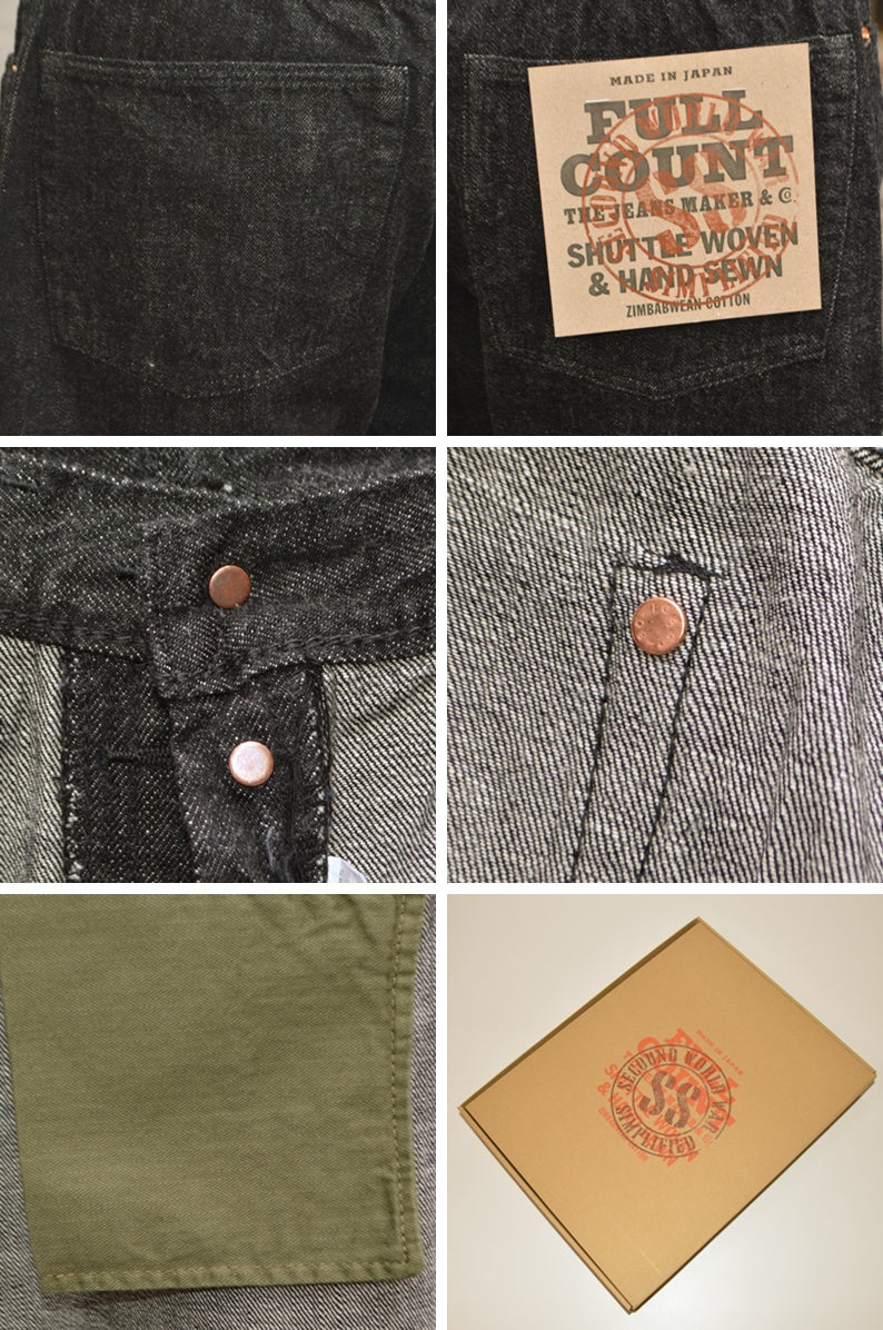 FULL COUNT "S0105BKSS" WWII Model 11.5oz Black Denim Pants