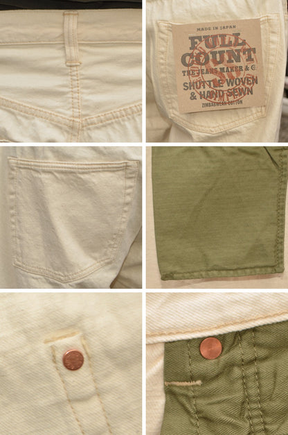 FULL COUNT "S0105ECSS" WWII Model 11.5oz Ecru Denim Pants