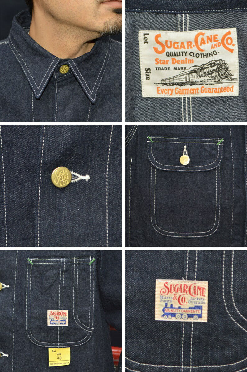 SUGAR CANE "SC15655" 11oz BLUE DENIM WORK COAT