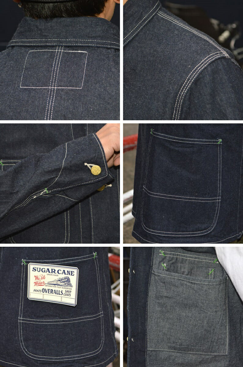 SUGAR CANE "SC15655" 11oz BLUE DENIM WORK COAT