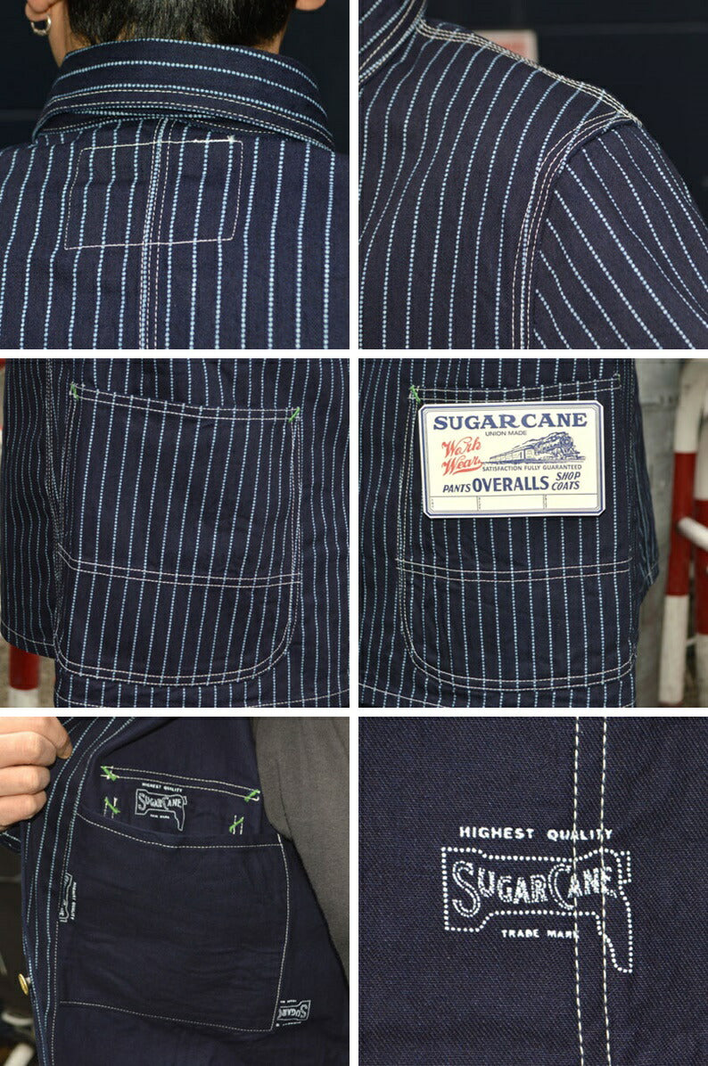 SUGAR CANE "SC15658" 9oz WABASH STRIP WORK COAT