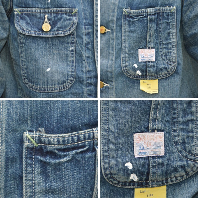 SUGAR CANE "SC15708" 11oz. Blue Denim Work Coat Aged Model