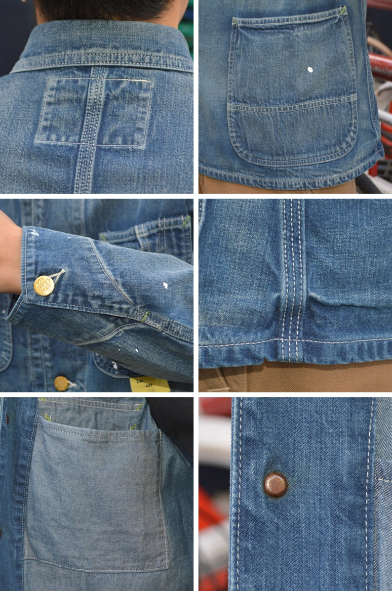 SUGAR CANE "SC15708" 11oz. Blue Denim Work Coat Aged Model