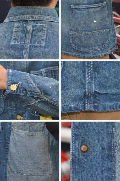 SUGAR CANE "SC15708" 11oz. Blue Denim Work Coat Aged Model