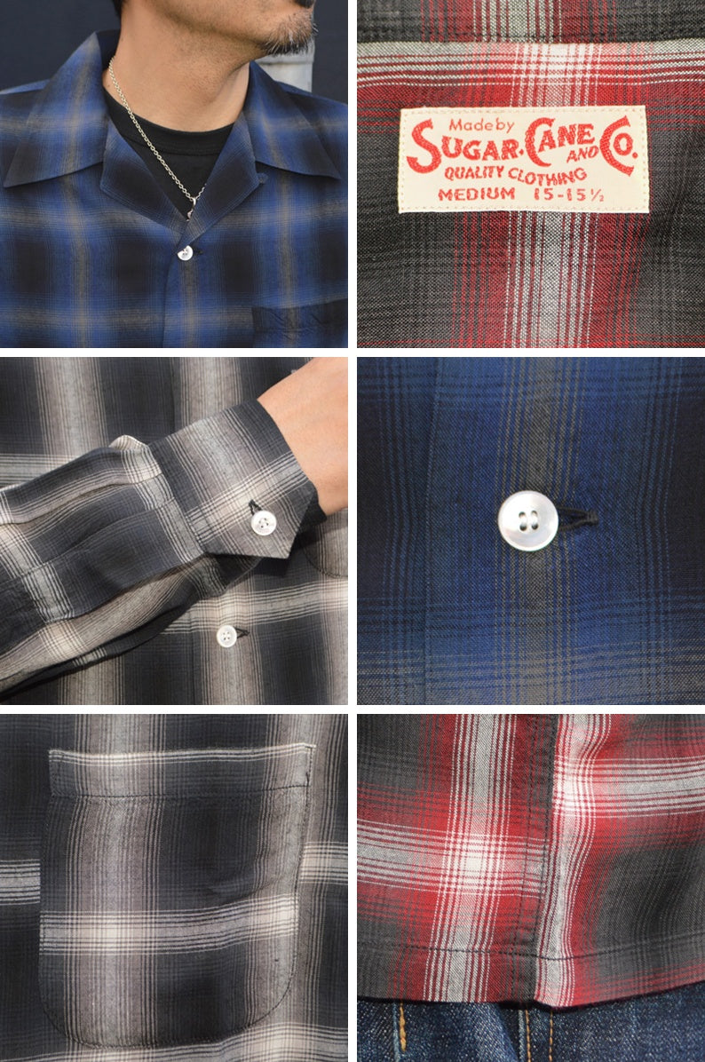 SUGAR CANE "SC29120" Rayon Omble Check L/S Open Shirt