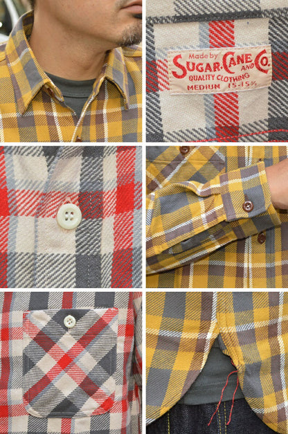 SUGAR CANE "SC29361" TWILL CHECK L/S WORK SHIRT