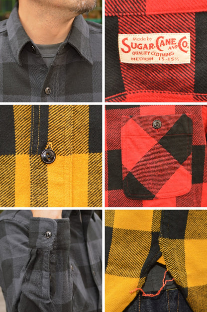 SUGAR CANE "SC29557" TWILL CHECK L/S WORK SHIRT