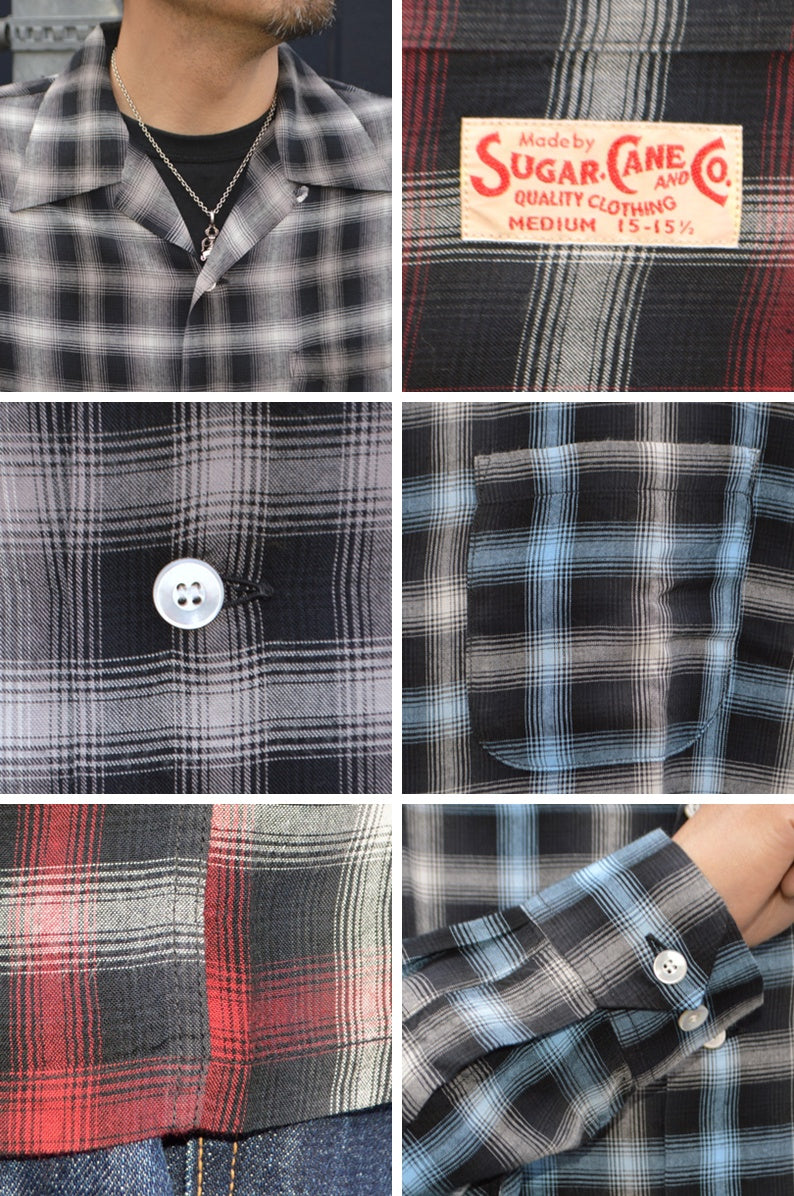 SUGAR CANE "SC29683" Rayon Omble Check L/S Open Shirt