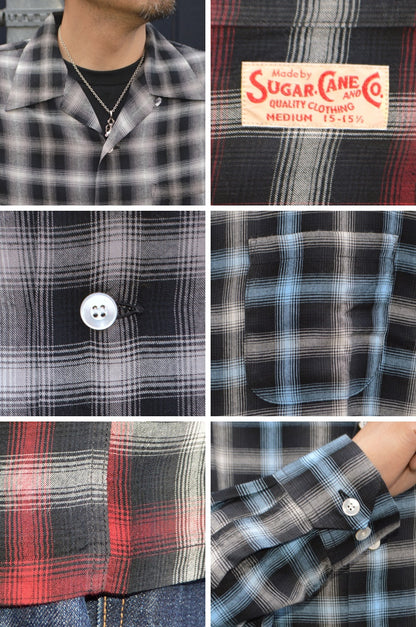SUGAR CANE "SC29683" Rayon Omble Check L/S Open Shirt