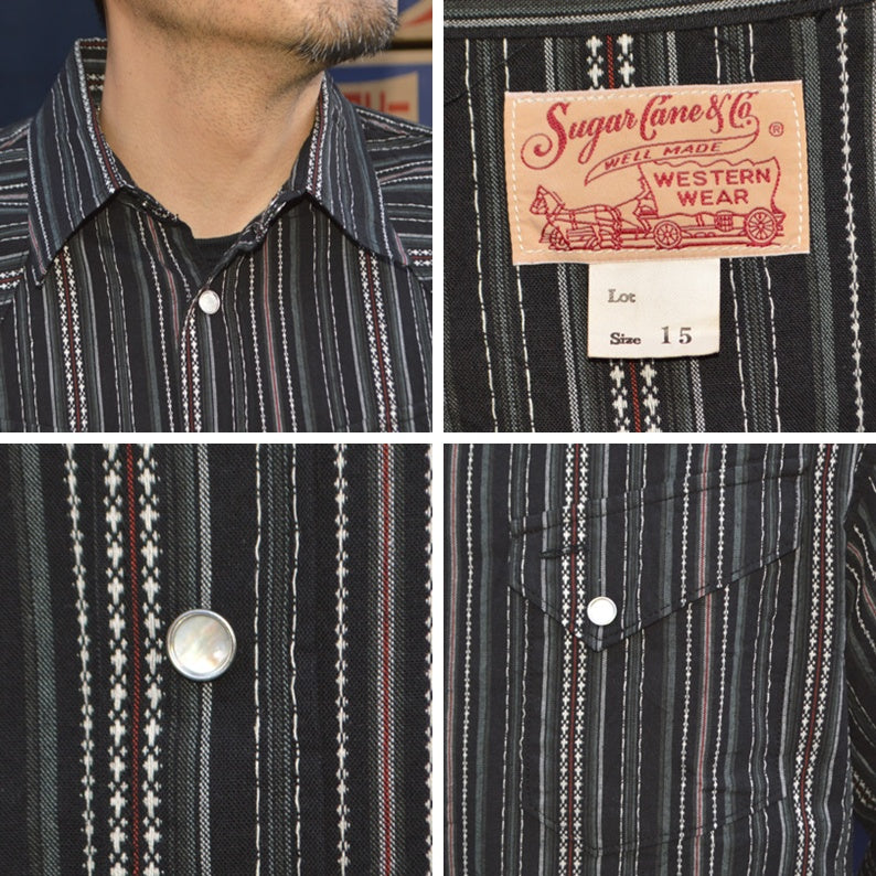 SUGAR CANE "SC29685" Indigo Dobby L/S Western Shirt
