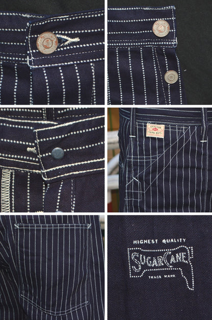 SUGAR CANE "SC40786" 9oz. Wabash Stripe Engineer Pants