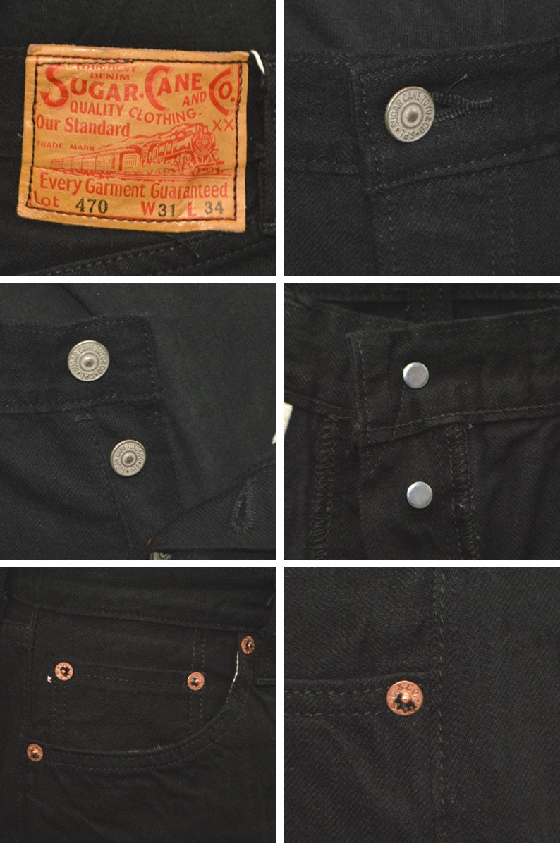 SUGAR CANE "SC41470" 13oz Black Denim SLIM FIT