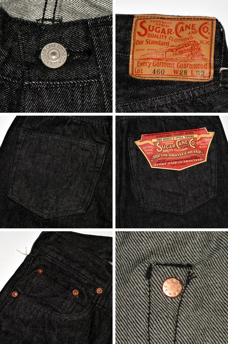 SUGAR CANE "SC42460" 14.25oz Black Denim 1947model