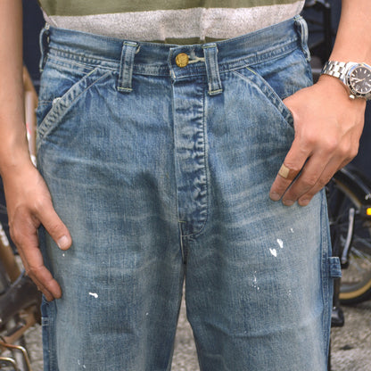 SUGAR CANE "SC42549" 11oz. Blue Denim Work Pants Aged Model