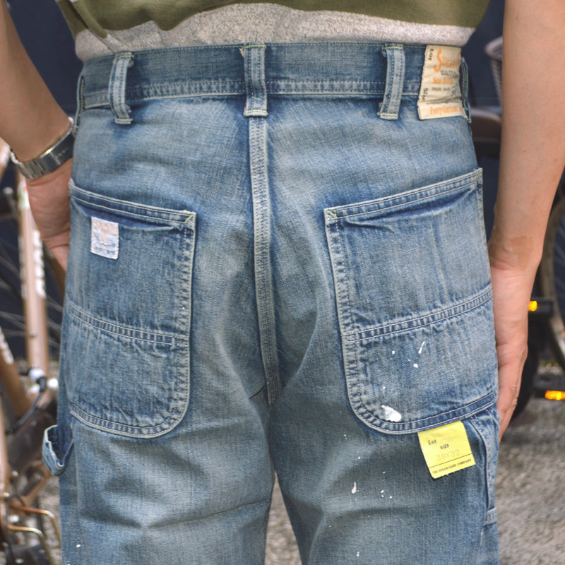 SUGAR CANE "SC42549" 11oz. Blue Denim Work Pants Aged Model