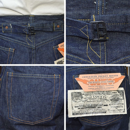 SUGAR CANE "SC49005" Super “Denim” Collectibles #05 14.25oz. BLUE DENIM WAIST OVERALLS 1942 MODEL