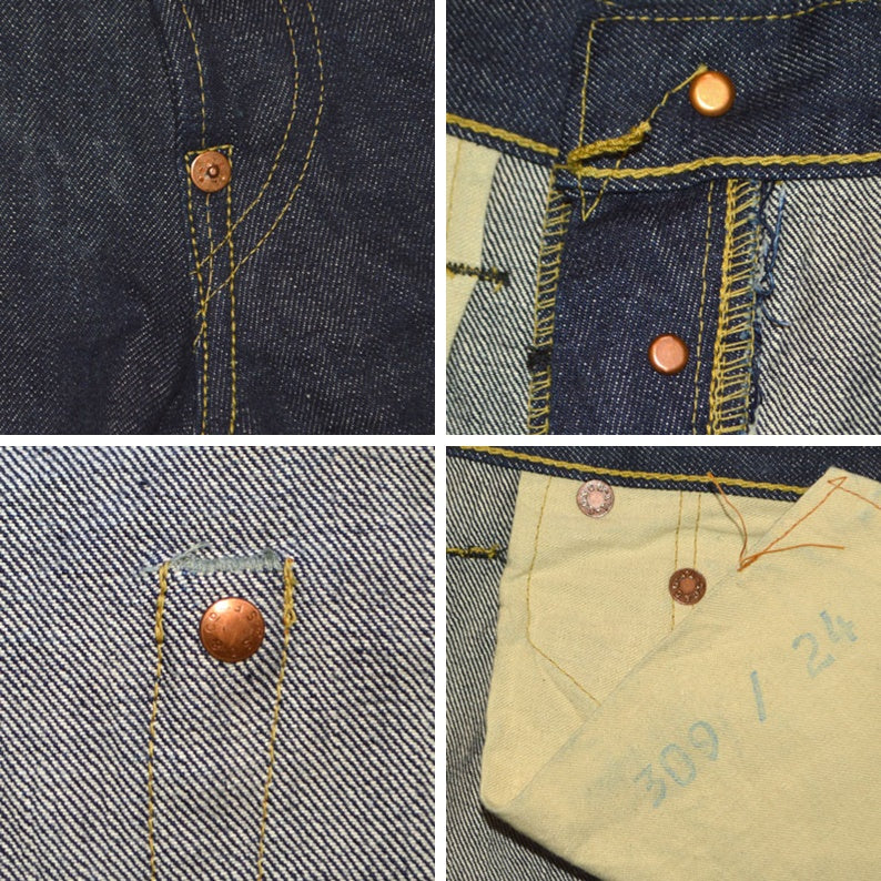 SUGAR CANE "SC49005" Super “Denim” Collectibles #05 14.25oz. BLUE DENIM WAIST OVERALLS 1942 MODEL