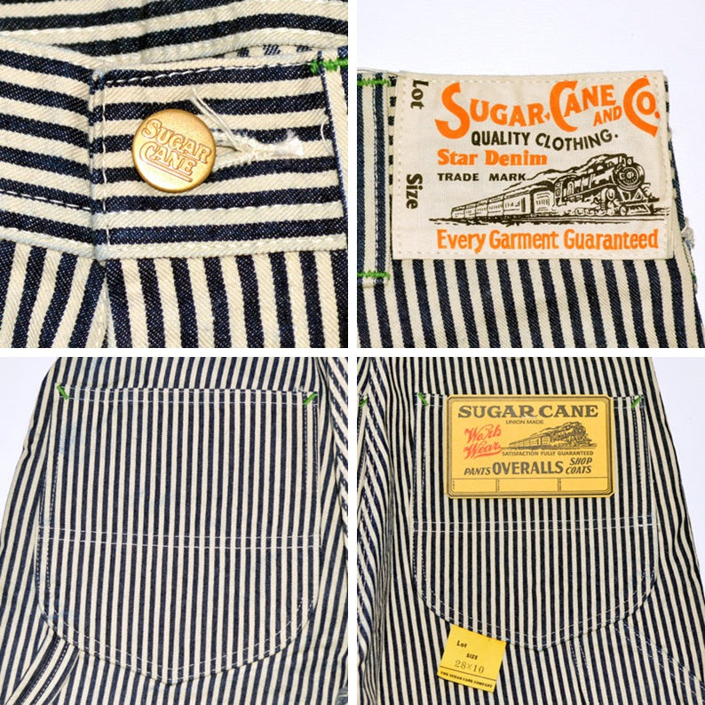 SUGAR CANE "SC51842" 11oz. HICKORY STRIPE WORK SHORTS