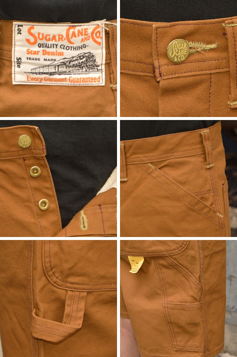 SUGAR CANE "SC52567" 13oz. Brown Duck Work Shorts