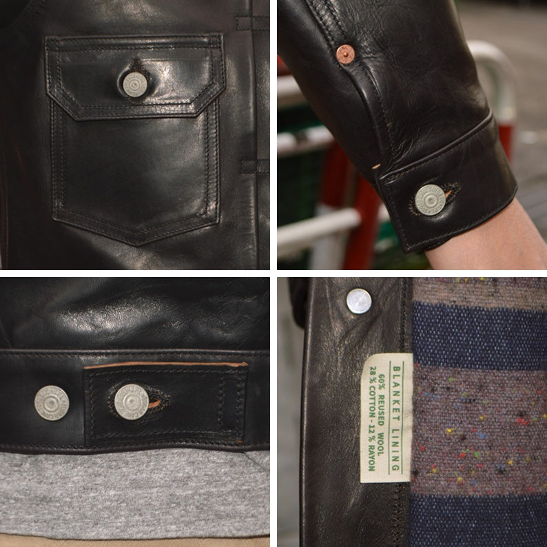 SUGAR CANE "SC80681" Black Horsehide Leather Jacket 1953 Model