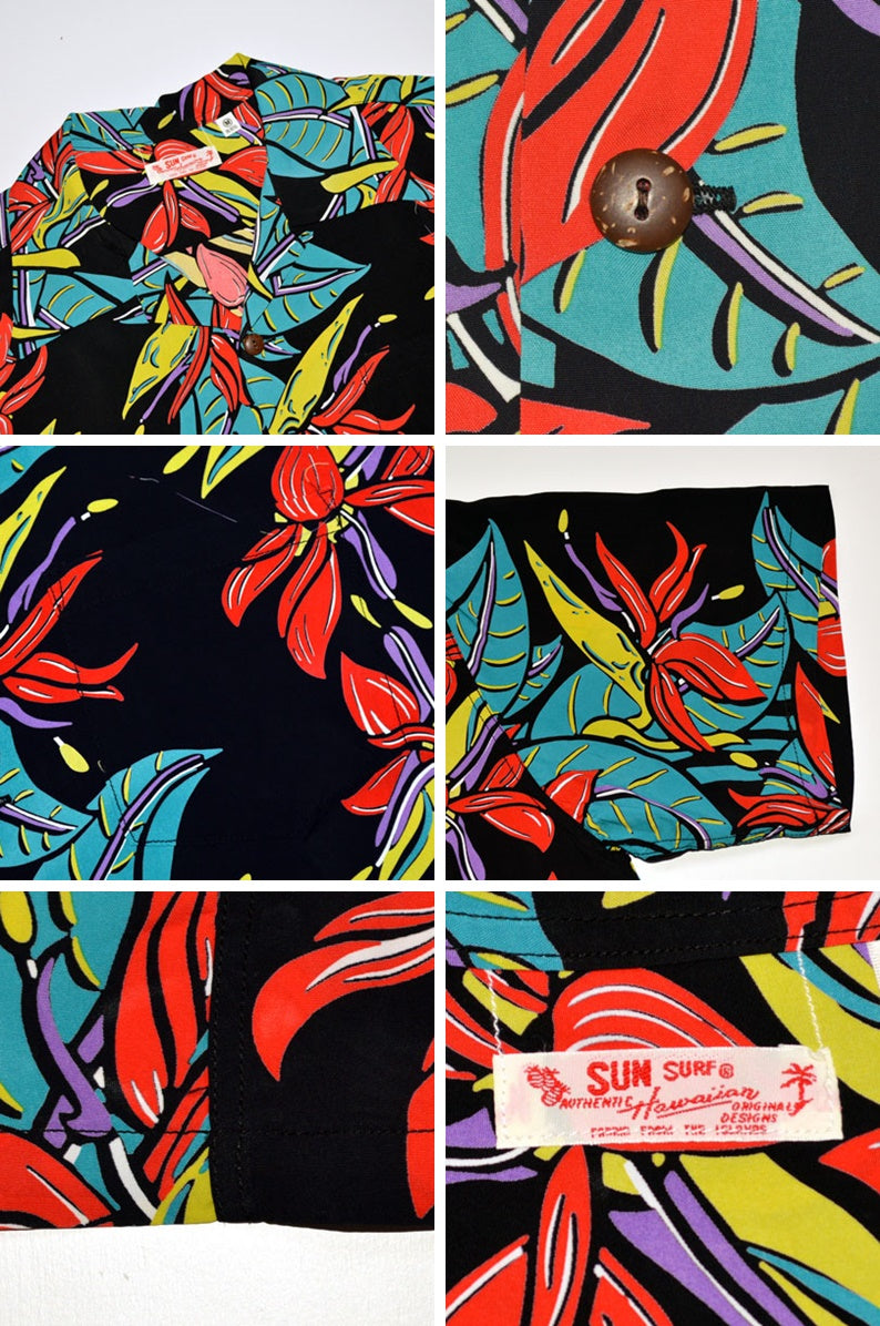 SUN SURF "SS39224" RAYON HAWAIIAN SHIRT ALOHA "BIRD OF PARADISE"