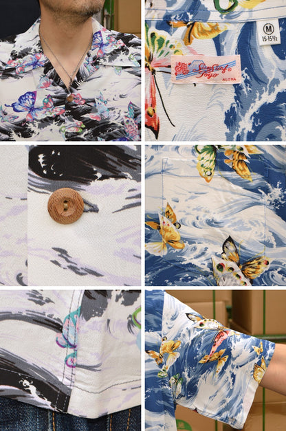 SUN SURF "SS39627" S/S Rayon Hawaiian Shirt “BUTTERFLY SPLASH”