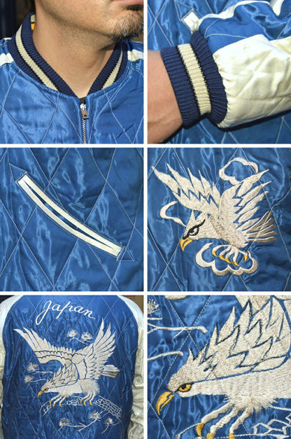 TAILOR TOYO "TT15544-119" Mid 1950s Style Velveteen Souvenir Jacket “ROARING TIGER” × “WHITE EAGLE”