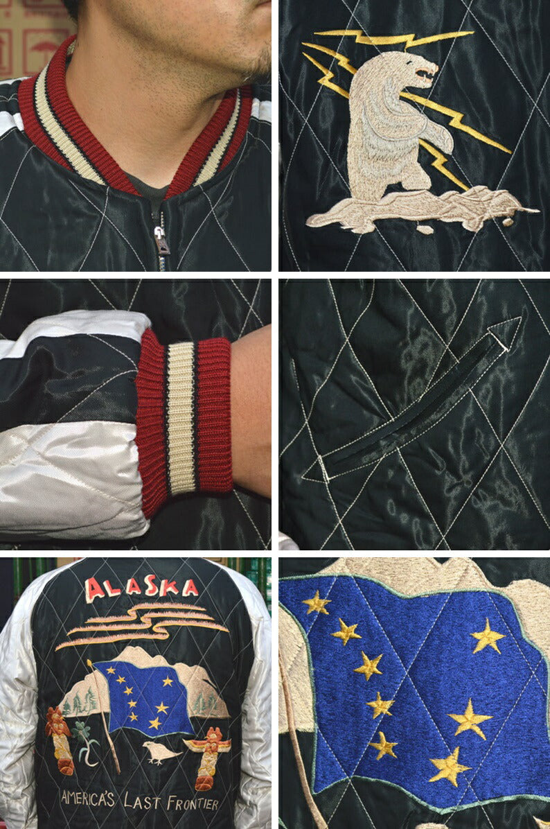 TAILOR TOYO "TT15544-128" Late 1950s Style Velveteen Souvenir Jacket “MOUNTAIN GOAT” × “ALASKAN FLAG”