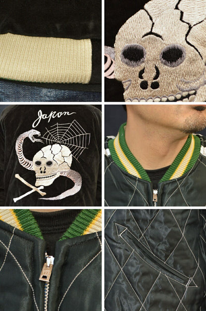 TAILOR TOYO "TT15666-119" SPIDERWEB, SNAKE & SKULL” × “DRAGON & TIGER” Mid 1950s Style Velveteen Souvenir Jacket