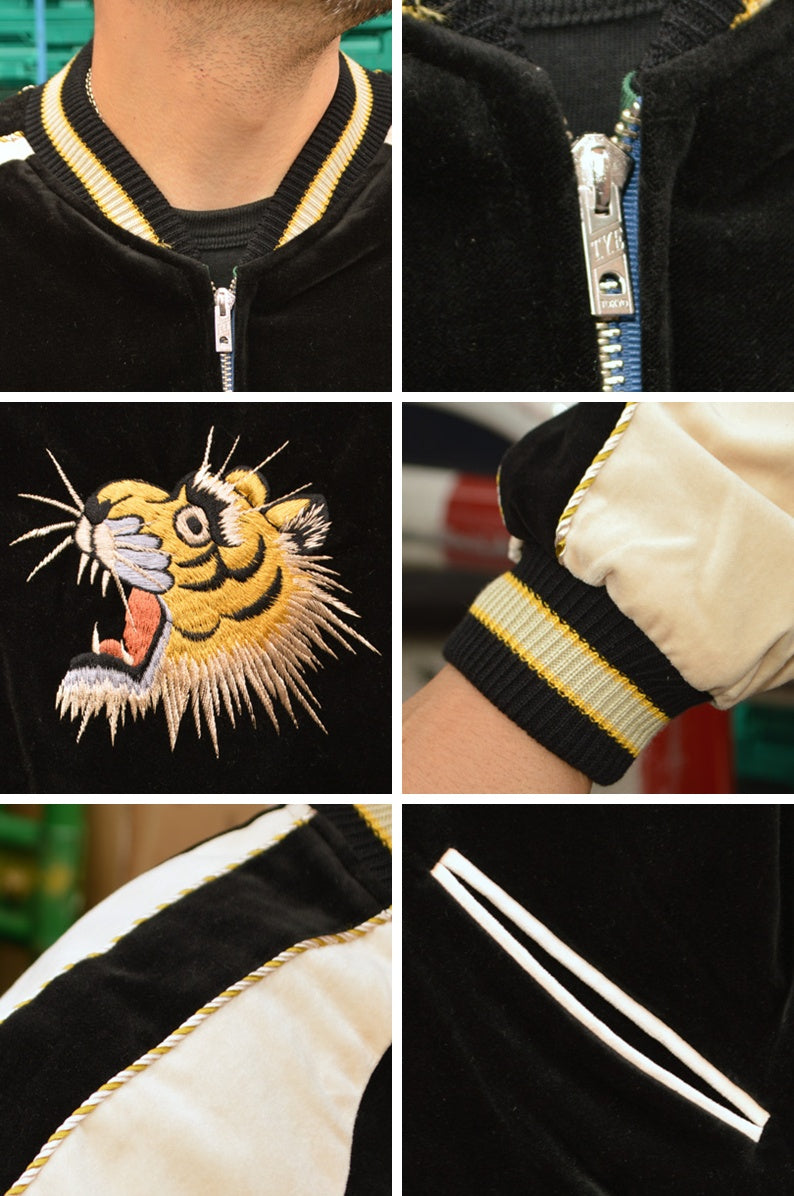 TAILOR TOYO "TT15795" Early 1950s Style Velveteen Souvenir Jacket “TIGER HEAD”×”GOLD DRAGON”