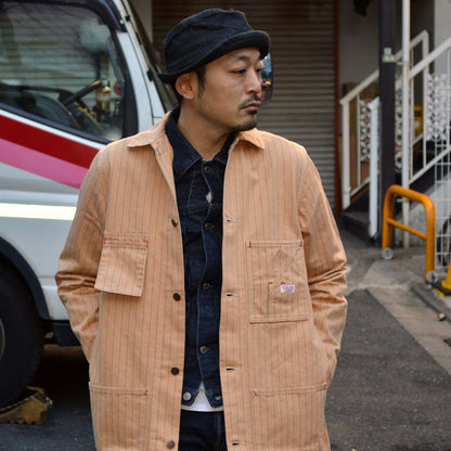 TCB jeans "Tabby's Coat Brown Soda Stripe" 10oz Herringbone Shop Coat