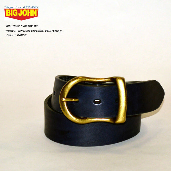 BIG JOHN "VBLT02-ID" HIMEJI LEATHER ORIGINAL INDIGO BELT (5mm)