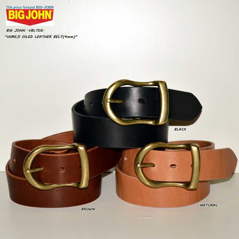 BIG JOHN "VBLT05" HIMEJI OILED LEATHER BELT (4mm)