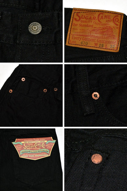 SUGAR CANE "SC41470" 13oz Black Denim SLIM FIT